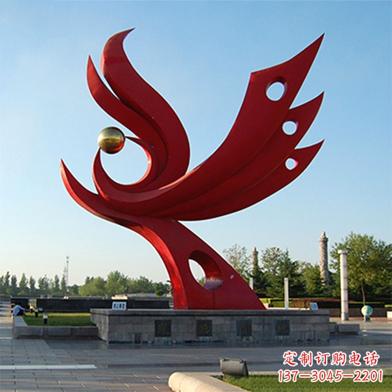 南京抽象不锈钢景观凤凰雕塑-公园园林广场景观标识雕塑