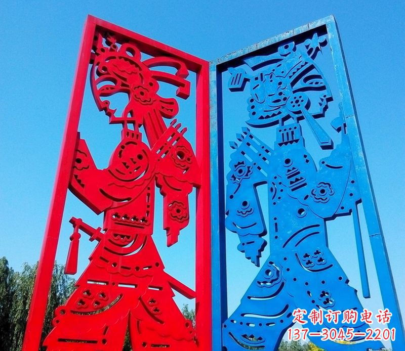 南京抽象不锈钢皮影戏摆件