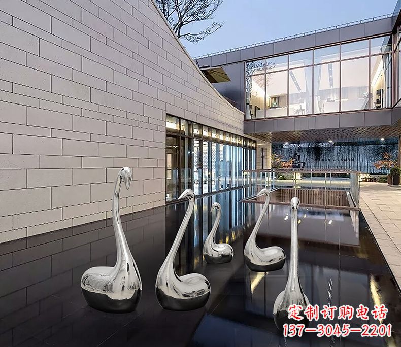南京抽象不锈钢天鹅雕塑
