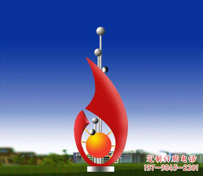 南京抽象红色水滴广场景观雕塑