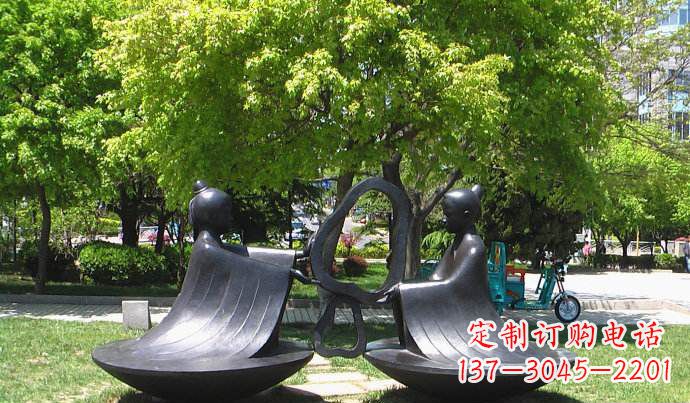 南京抽象孔融让梨校园景观铜雕