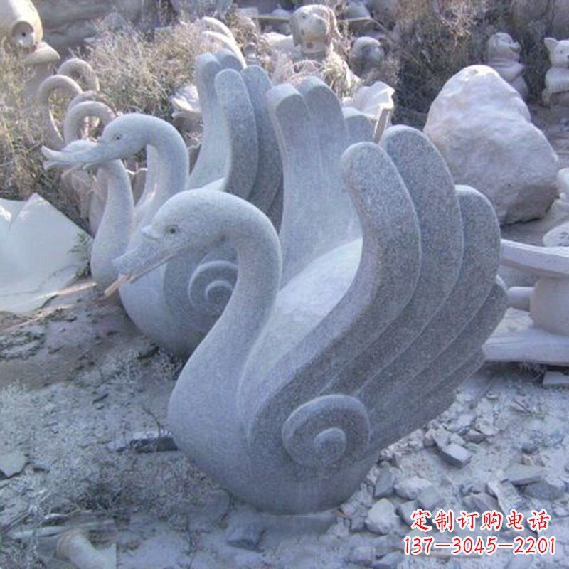 南京抽象喷水天鹅石雕