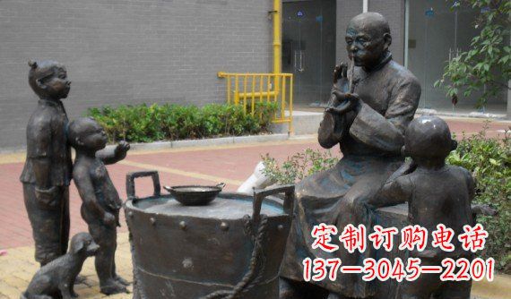 南京吹糖人儿小品铜雕