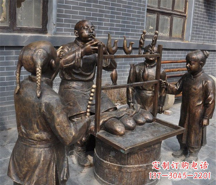 南京吹糖人街边小品铜雕雕塑