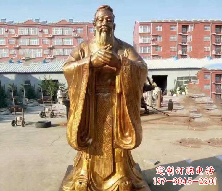 南京纯铜校园古代孔子人物铜雕塑