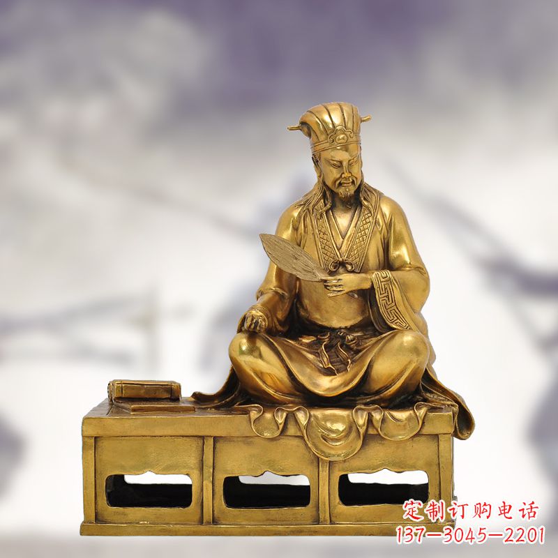 南京纯铜诸葛亮雕塑象征中国智慧