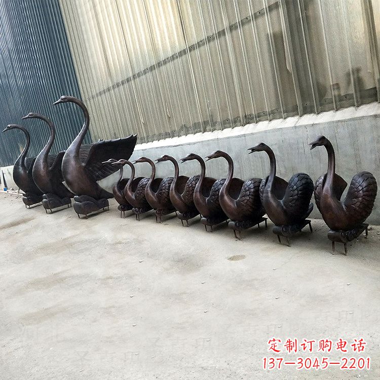 南京纯铜铸造喷水天鹅