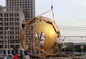 南京城市之美不锈钢镂空地球仪雕塑