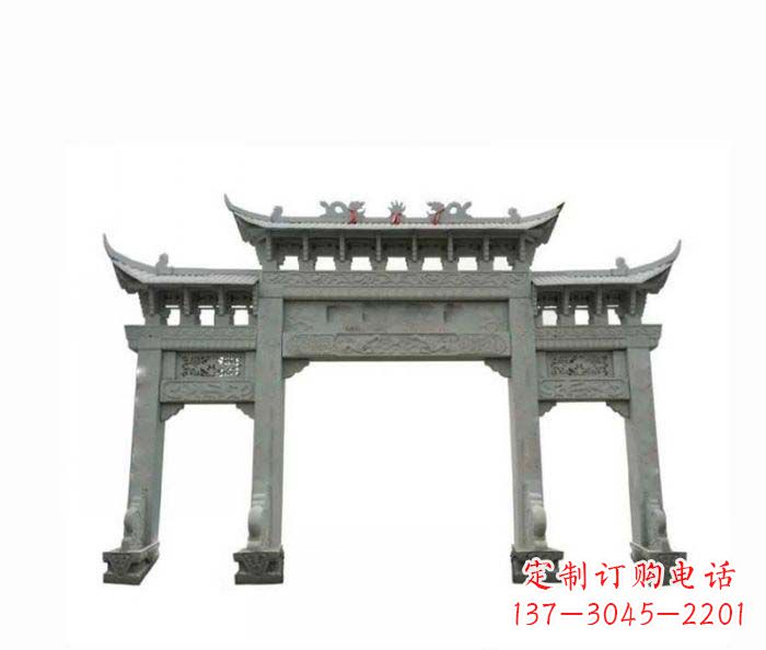 南京村口三门牌楼石雕