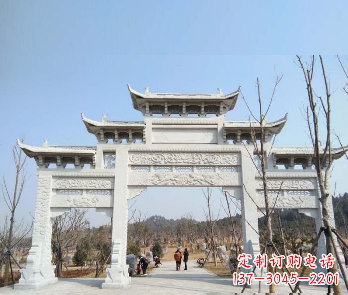 南京村口三门石雕牌楼 (6)