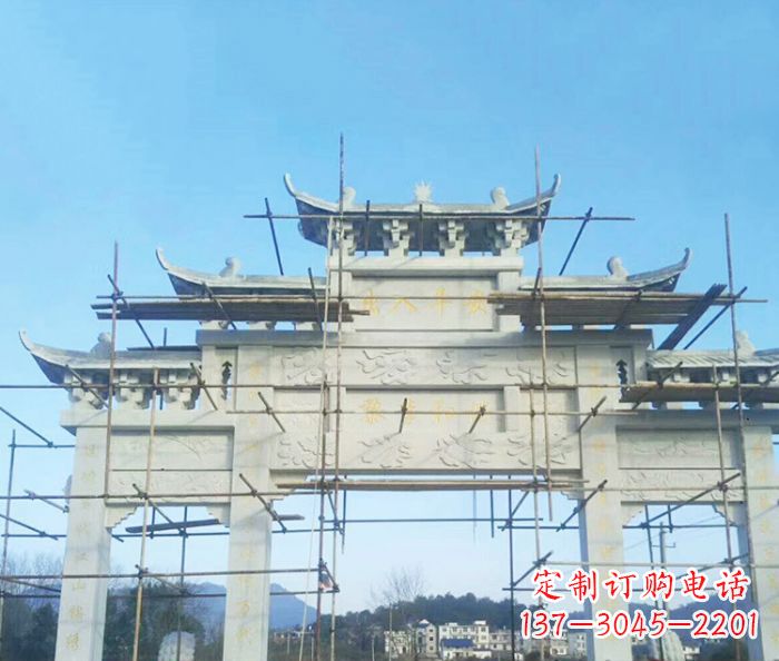 南京大理石三门牌坊雕塑
