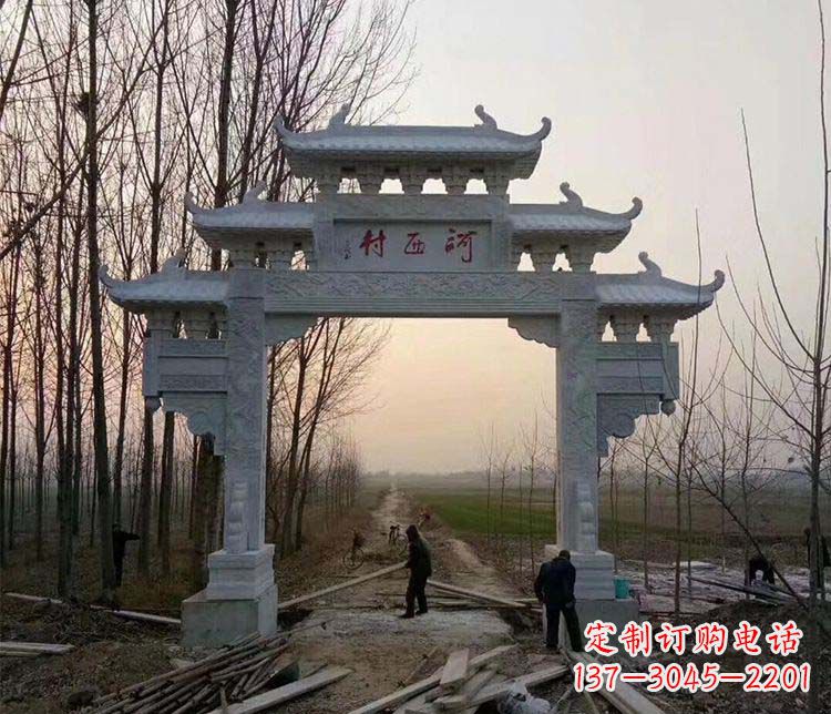 南京村庄单门牌坊石雕