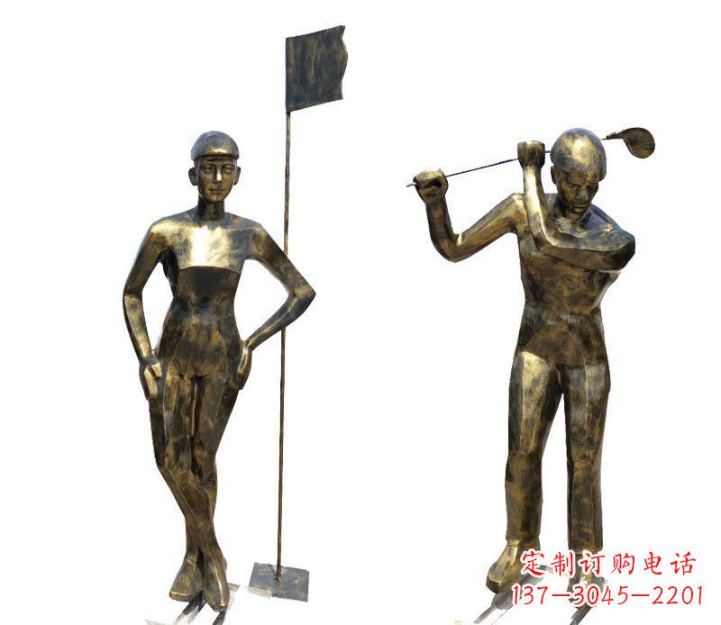 南京打高尔夫人物广场景观铜雕摆件