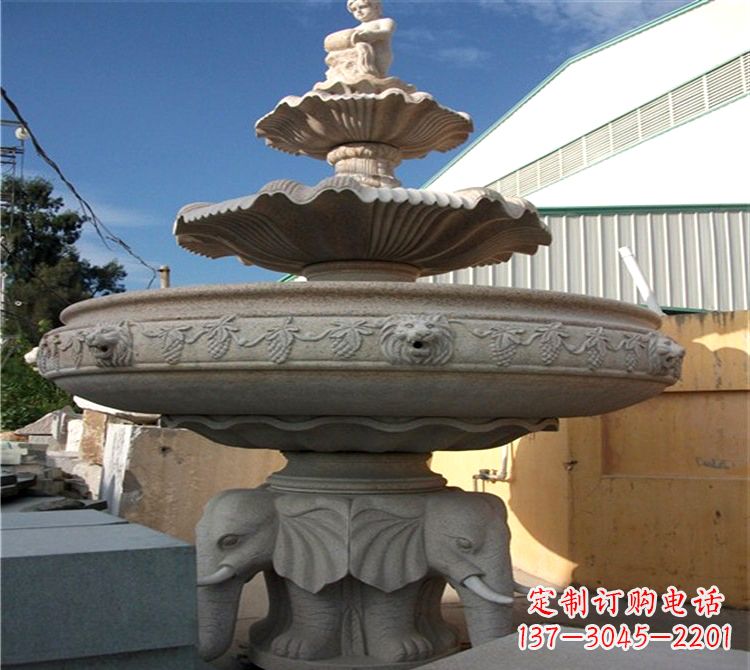 南京大钵石雕喷水天鹅