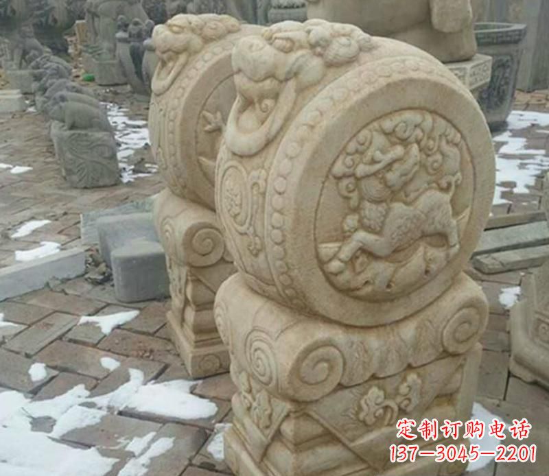 南京大理石抱鼓公园门墩雕塑——精美雕刻展现灵动之美