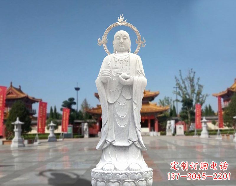 南京大理石地藏菩萨雕塑象征佛法的传承