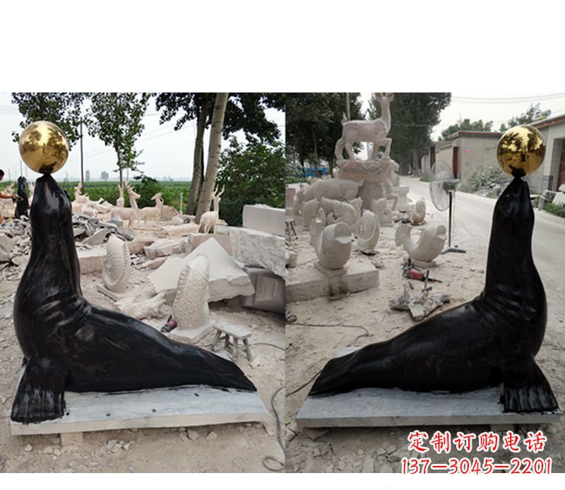 南京大理石海豹雕塑