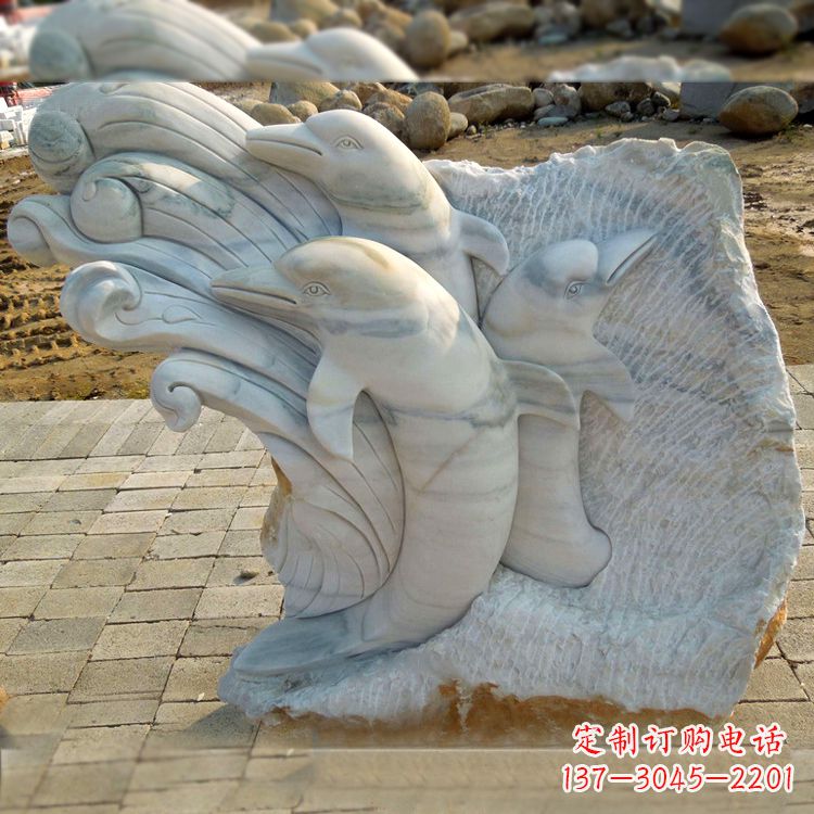 南京海豚雕塑以大理石精美绝伦