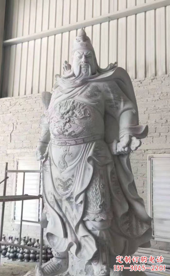 南京大理石关公雕塑,精美绝伦