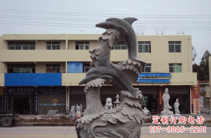 南京大理石海豚海浪石雕