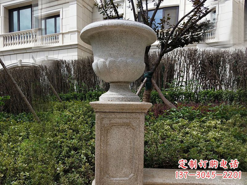 南京大理石花钵小区花盆石雕艺术品