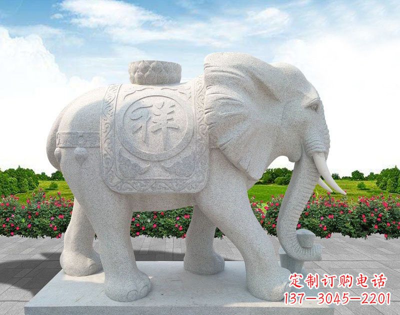 南京精美大理石大象雕塑