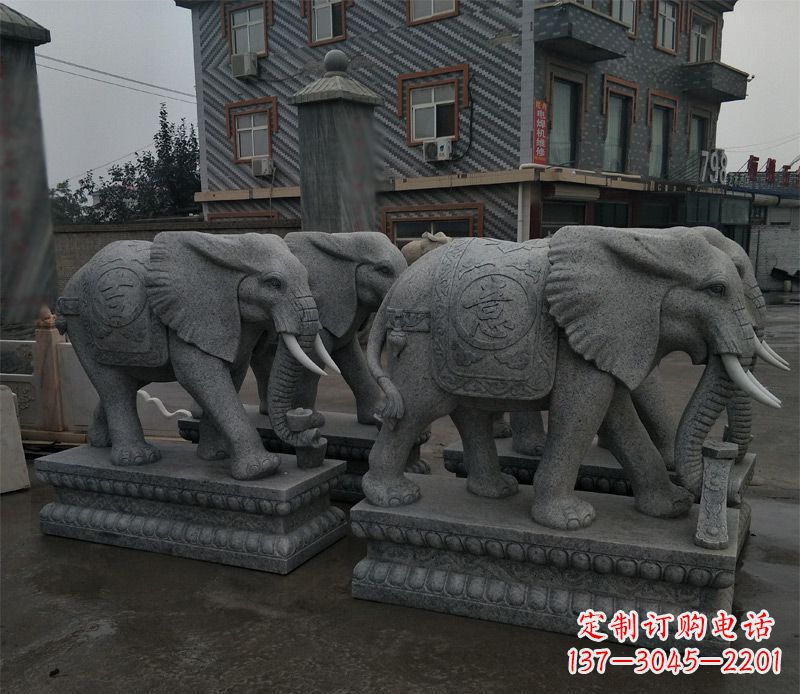 南京大理石吉祥如意大象门口石雕