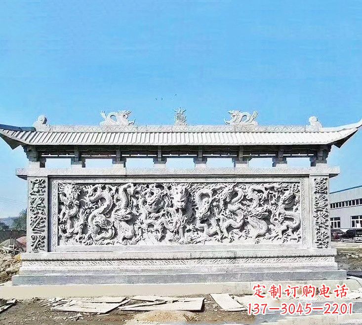 南京精美大理石九龙壁雕塑