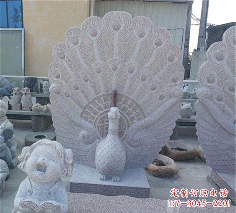 南京大理石孔雀开屏石雕