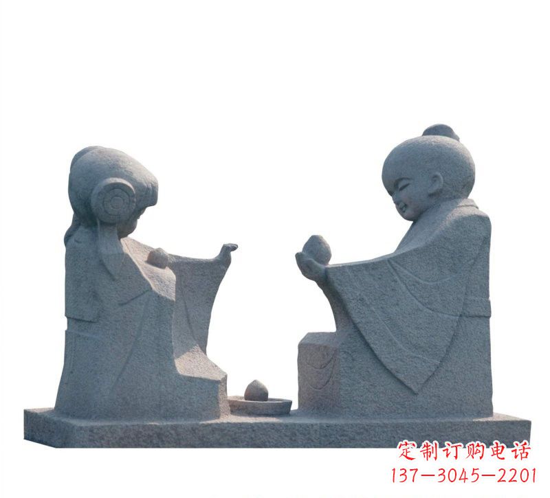 南京传统风情——大理石孔融让梨雕塑