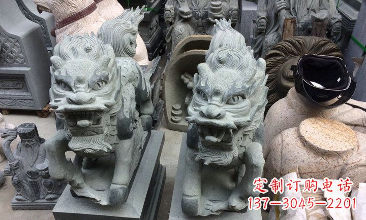南京大理石立式麒麟门口镇宅石雕