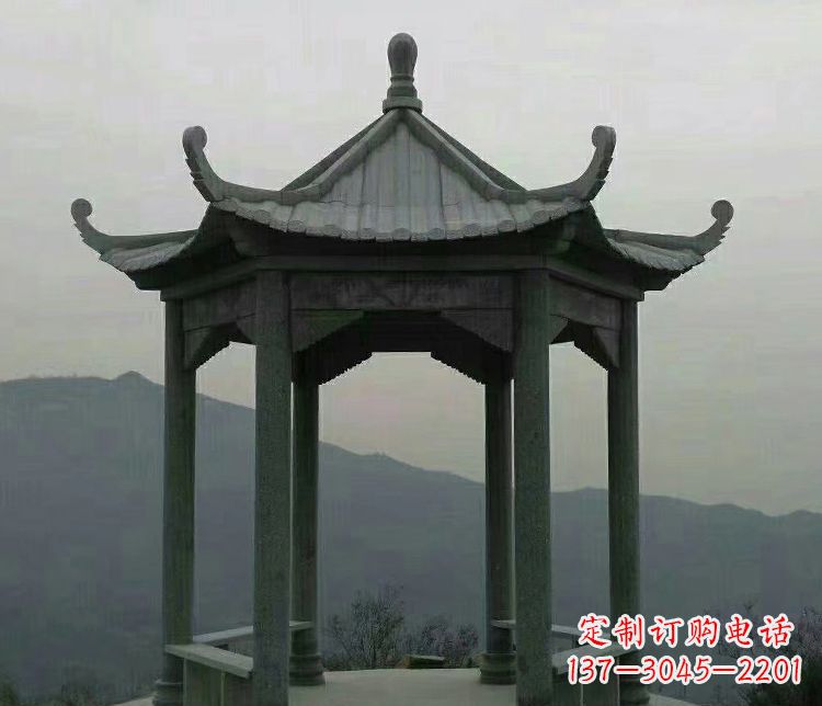 南京大理石凉亭景区六角石雕
