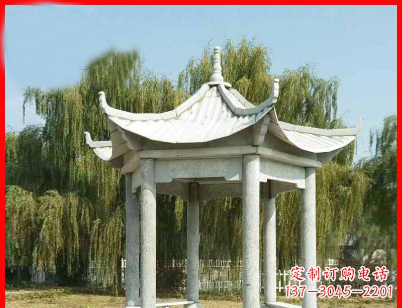 南京大理石六角凉亭公园石雕 (3)