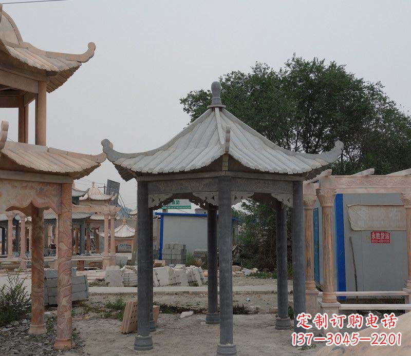 南京大理石六角凉亭公园石雕 (2)