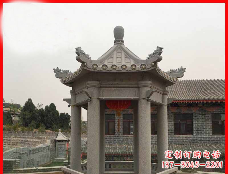 南京大理石六角凉亭公园石雕 (4)