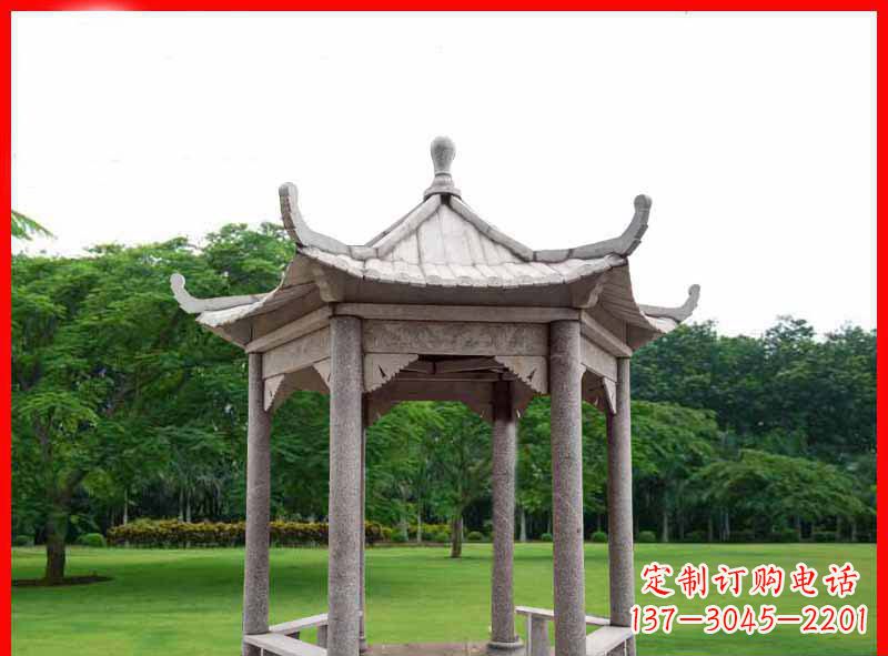 南京大理石六角凉亭园林景观石雕