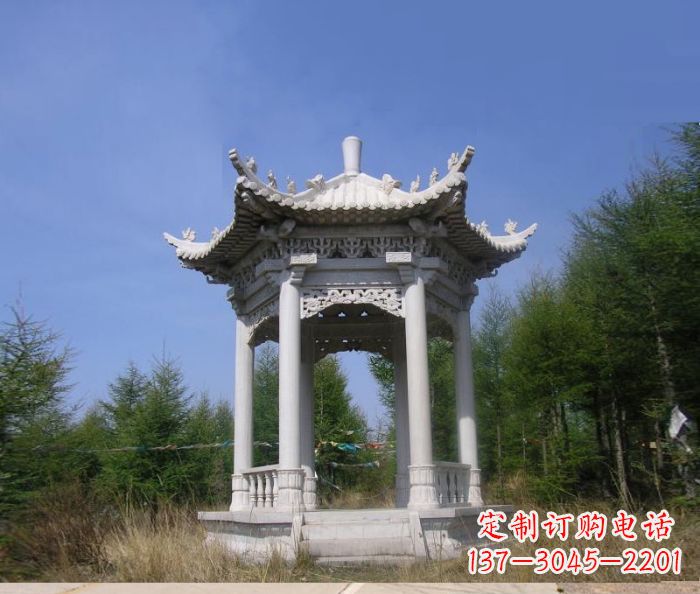 南京大理石六角石雕凉亭 (3)