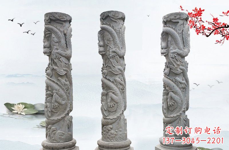 南京大理石龙柱雕塑