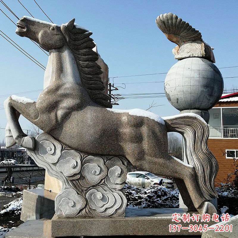南京大理石马踏祥云石雕