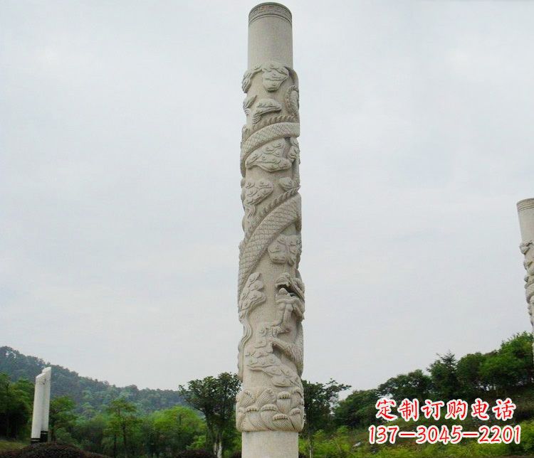 南京大理石盘龙柱雕塑