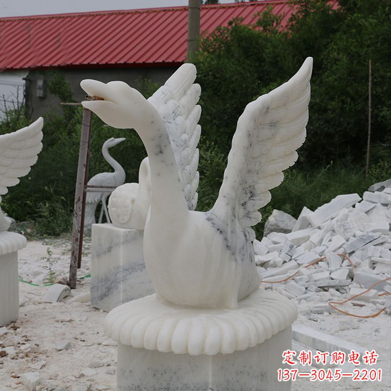 南京大理石喷水天鹅石雕园林装饰动物雕塑