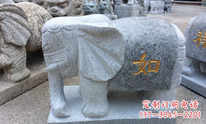 南京精美大理石石象雕塑