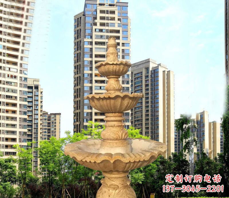 南京大理石三层喷泉公园石雕 (2)