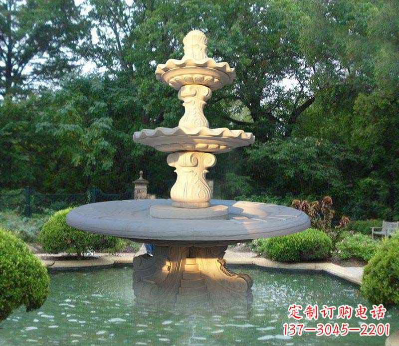 南京大理石三层喷泉公园石雕
