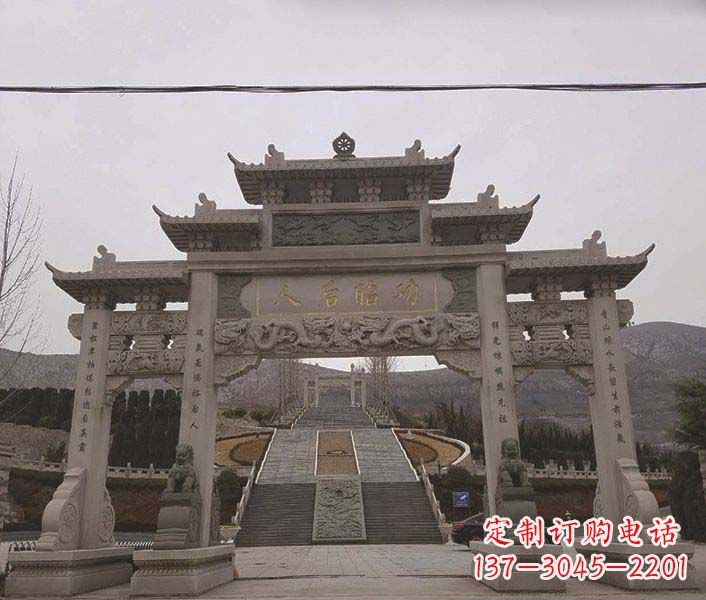 南京大理石三门五楼石牌坊石雕