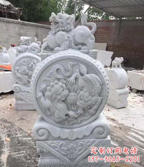 南京大理石狮子抱鼓石雕塑