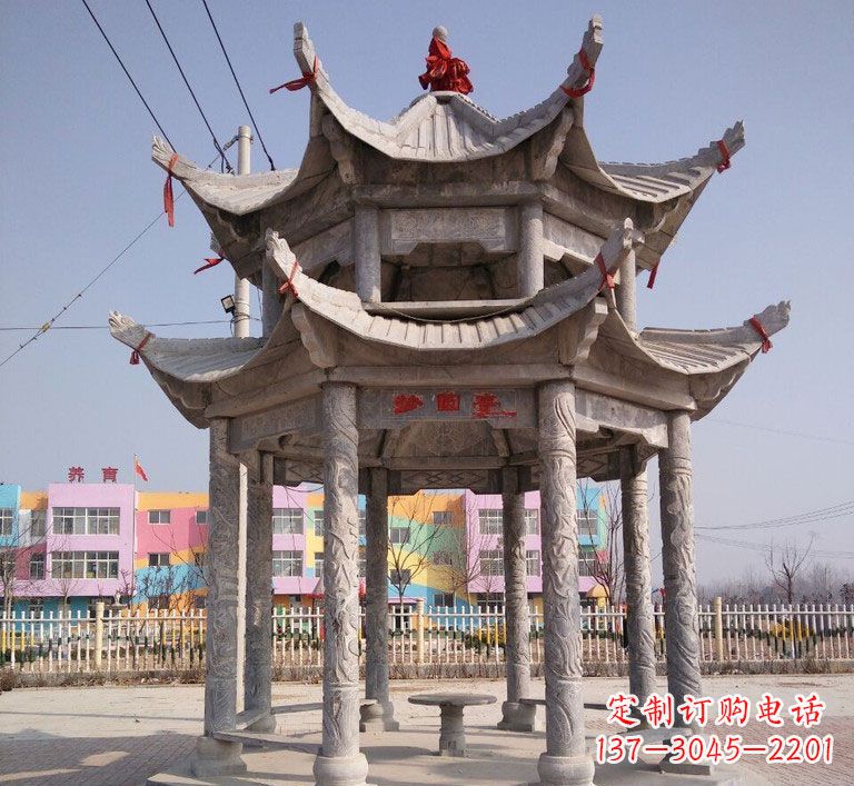 南京大理石双层八角凉亭广场石雕