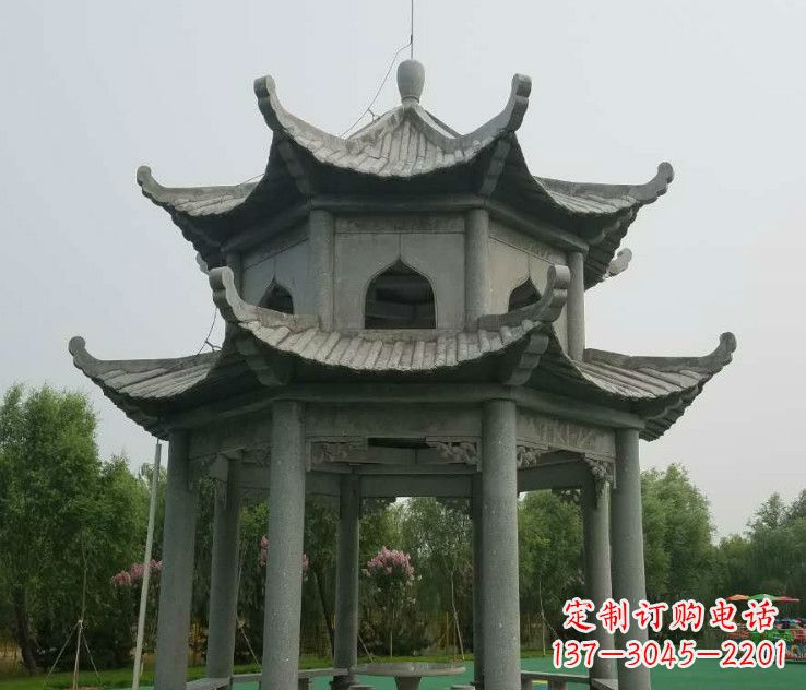 南京大理石双层凉亭石雕