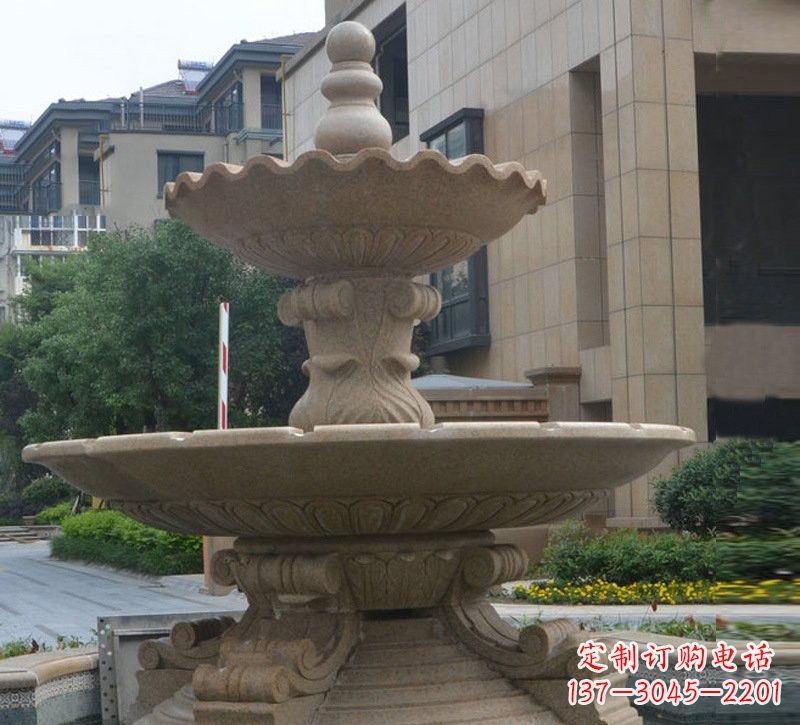 南京大理石双层简约喷泉雕塑