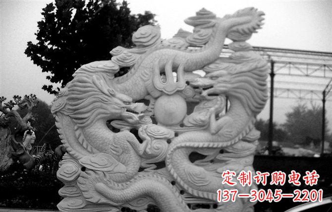 南京精美大理石双龙雕塑